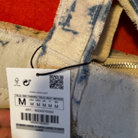 Zara tie dye acid wash denim maxi tote bag NWT - Picture 5 of 11